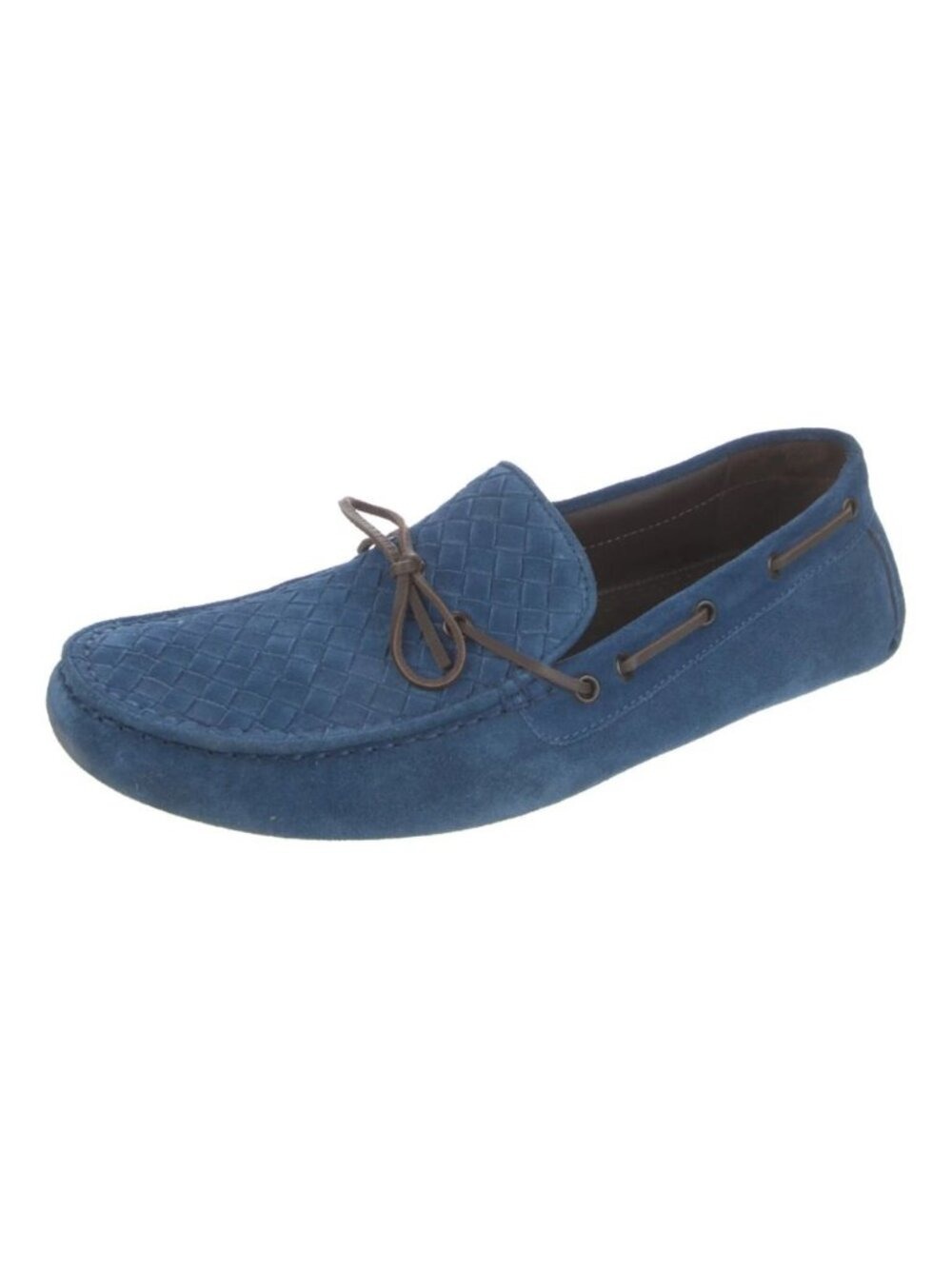 Bottega Veneta Bottega Veneta Blue Intrecciato Suede Bow Slip On Loafers Size 46